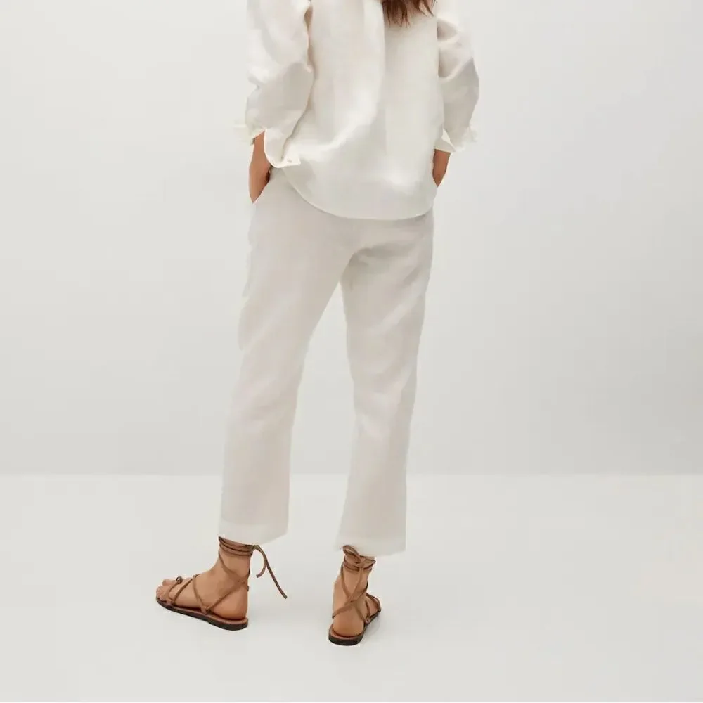 Mango 100% Linen Pants New